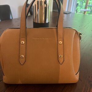 Poppy & Peonies Tan Satchel with Gold Hardware